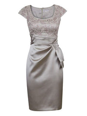 Short Silver Empire Mother of Bride Dresses