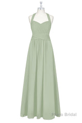 Sage Green Halter Backless A-Line Bridesmaid Dress