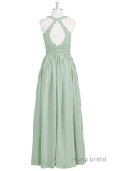 Sage Green V-Neck Backless A-Line Bridesmaid Dress