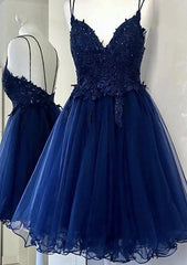 Romantic Tulle Short Homecoming Dresses With Appliqued Beading Lace