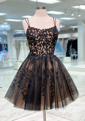 Lace Tulle Short/Mini A-line Bateau Homecoming Dress With Beading