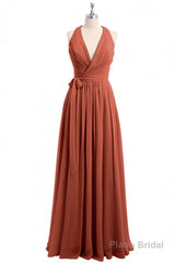 Rust Orange Wrap A-Line Long Dress