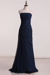 Prom Dresses A Line Elegant Chiffon With Ruffles Long Evening Dresses