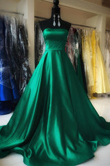 Simple Green Long Prom Dresses