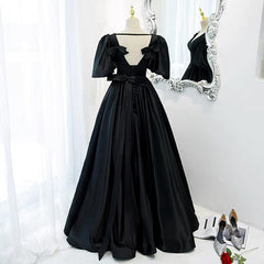 Classy Black Prom Dresses Formal Dresses with Bubble Sleeves