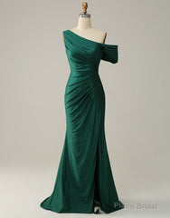 Dark Green Off The Shoulder Long Glitter Prom Dress With Split