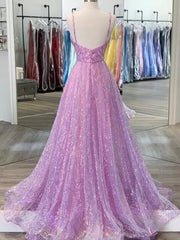 Lilac Spaghetti straps Formal Dresses Prom Dresses