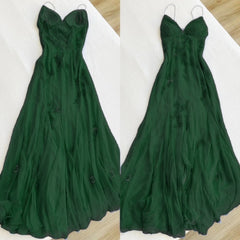 Green Modest A line Spaghetti Straps Prom Dresses 21th Birthday Outfits