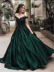 Green Prom Dresses Off The Shoulder Straps, Dresses For Graduation Party, Evening Dresses, Formal Dresses