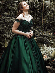 Green Prom Dresses Off The Shoulder Straps, Dresses For Graduation Party, Evening Dresses, Formal Dresses