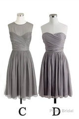 Simple A Line Grey Short Chiffon Bridesmaid Dress