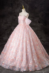 A-Line Pink Flowers Tulle Long Princess Dresses, Off the Shoulder Formal Evening Dresses