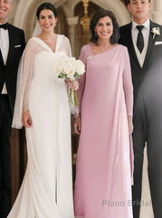 A-Line/Princess Bateau Floor-Length Chiffon Mother of the Bride Dresses