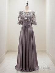 A-line/Princess Scoop Floor-Length Chiffon Mother of the Bride Dresses With Pleats