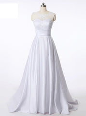 A-Line Satin Backless Wedding Dresses