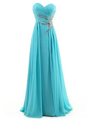 A-Line Sweetheart Chiffon Pleats Beading Bridesmaid Dresses