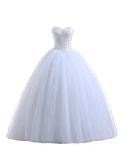 Ball Gown Sweetheart Tulle Beading Wedding Dresses