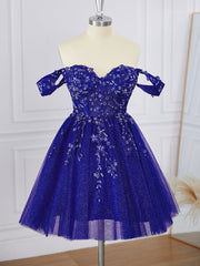 Ball-Gown Tulle Off-the-Shoulder Appliques Lace Corset Short/Mini Dress