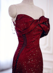 Black And Red Long Party Dresses Prom Dresses, Sweetheart Satin Evening Dresses Formal Dresses