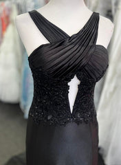 Black Halter Long Prom Dress with Corset Top and Slit Skirt