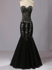 Black Mermaid Prom Dresses Sweetheart Evening Dresses