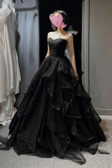 Black Sweetheart Tulle Ball Gown Formal Dresses Black Long Prom Dresses prom Dresses shops