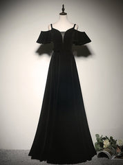 Black Velvet Spaghetti Straps Prom Dresses