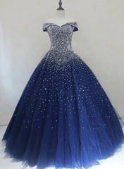 Blue Sequins Ball Gown Off Shoulder Party Dresses Blue Sweet 16 Gown prom Dresses shops