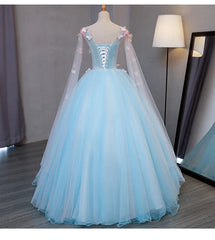 Blue Tulle Formal Dresses with Pink Lace Blue Ball Gown Sweet 16 Dresses prom Dresses shops