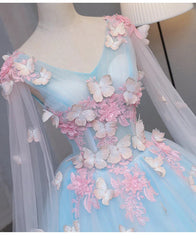 Blue Tulle Formal Dresses with Pink Lace Blue Ball Gown Sweet 16 Dresses prom Dresses shops