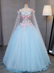 Blue Tulle Formal Dresses with Pink Lace Blue Ball Gown Sweet 16 Dresses prom Dresses shops