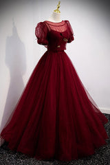 Burgundy Ballgown Long Prom Dresses with Removable Jacket