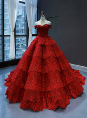 Burgundy Tulle Lace Appliques Off the Shoulder Prom Dresses With Beading