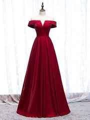 Buy Cheap Off The Shoulder Burgundy Satin Cut Out Prom Dresses Under 119