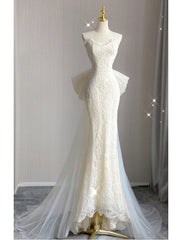 Buyishang Wedding Dresses A-Line Notch lapel collar Long Sleeve Court Train Satin Bridal Gowns With Solid Color