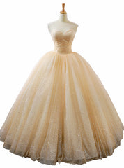 Champagne Ball Gown Sweetheart Neck Sequins Wedding Dresses