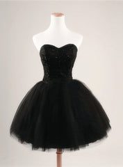 Cheap homecoming Dresses Black Ball Gown Sweetheart Short Prom Dresses