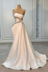 Chic Strapless Sleeveless Waist Hollow Beaded Empire Ruched Satin Prom Dresses