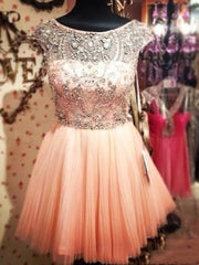 Custom Made Round Neck Pink Short Prom Dresses, Short Graduation Dresses, Short Homecoming Dresses