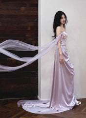 Cute Soft Satin Sweetheart Long Formal Gown, Satin Strapless Evening Dress