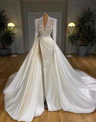 White Prom Dress, Beaded Prom Dresses, 2025 Prom Dresses