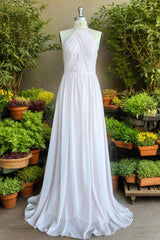 Elegant Halter Keyhole Chiffon Bridesmaid Dress