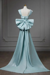 Elegant Mermaid Bow Satin Long Evening Dresses Prom Dresses