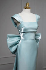 Elegant Mermaid Bow Satin Long Evening Dresses Prom Dresses