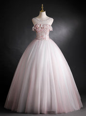 Fashion Pink Tulle Sequins Quinceanera Dresses