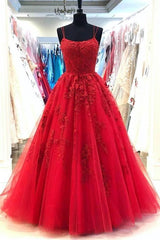 Ball Gown Red Criss-cross Back Prom Dresses