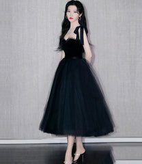 Black velvet tulle short prom dress homecoming dress