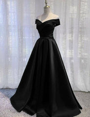 Off Shoulder A Line balck Prom Dresses Formal Dresses