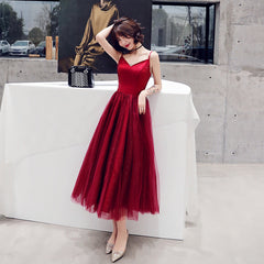 Burgundy tulle short prom Dresses cocktail Dresses