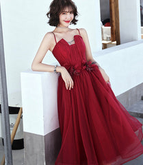 Burgundy tulle short prom Dresses cocktail Dresses